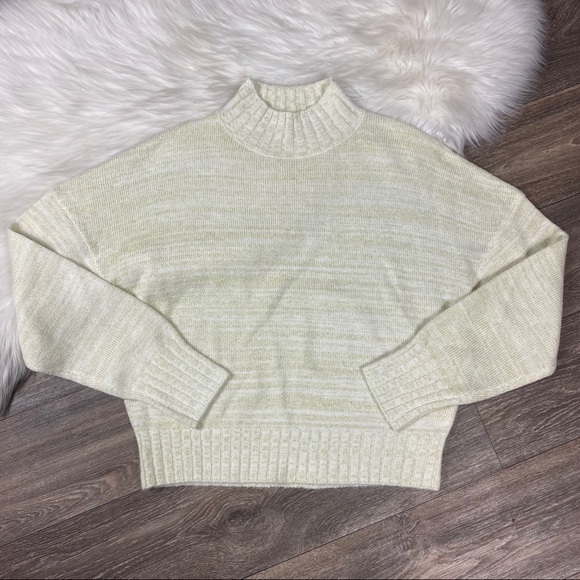NSR Mock Neck Cream & Gold Metallic Knit Sweater - Picture 2 of 6